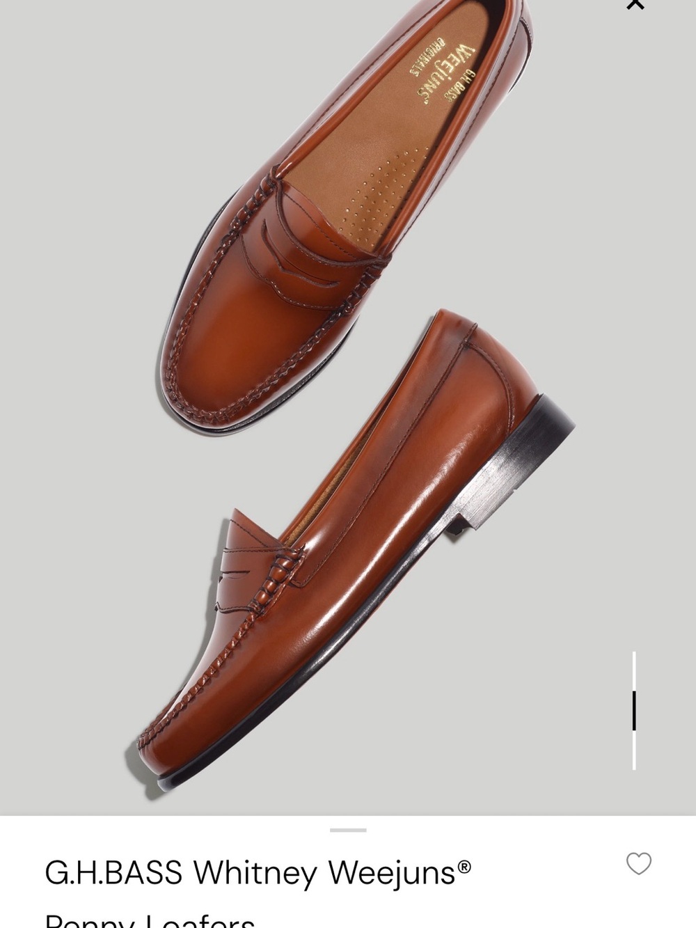 Madewell Women’s Leather Loafers in Cognac Brown- Size 9.5